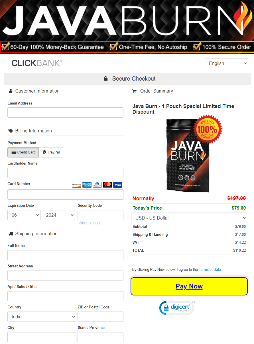 Java Burn Official Website Secure Order Page